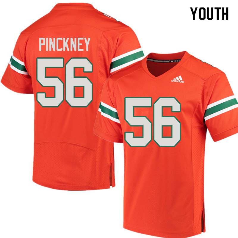 Youth Miami Hurricanes #56 Michael Pinckney College Football Jerseys Sale-Orange - Click Image to Close